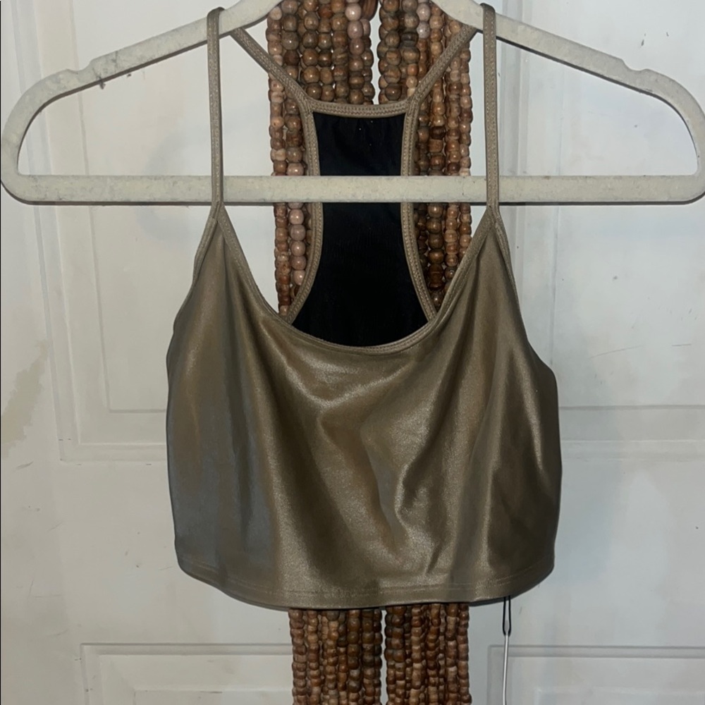 Koral bronze Fitted Sleeveless Crop Top